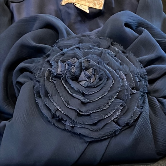 Anthropologie Deletta Sleeveless Shirt Rosette Flower Draped Chiffon-Like Size S - Picture 7 of 11